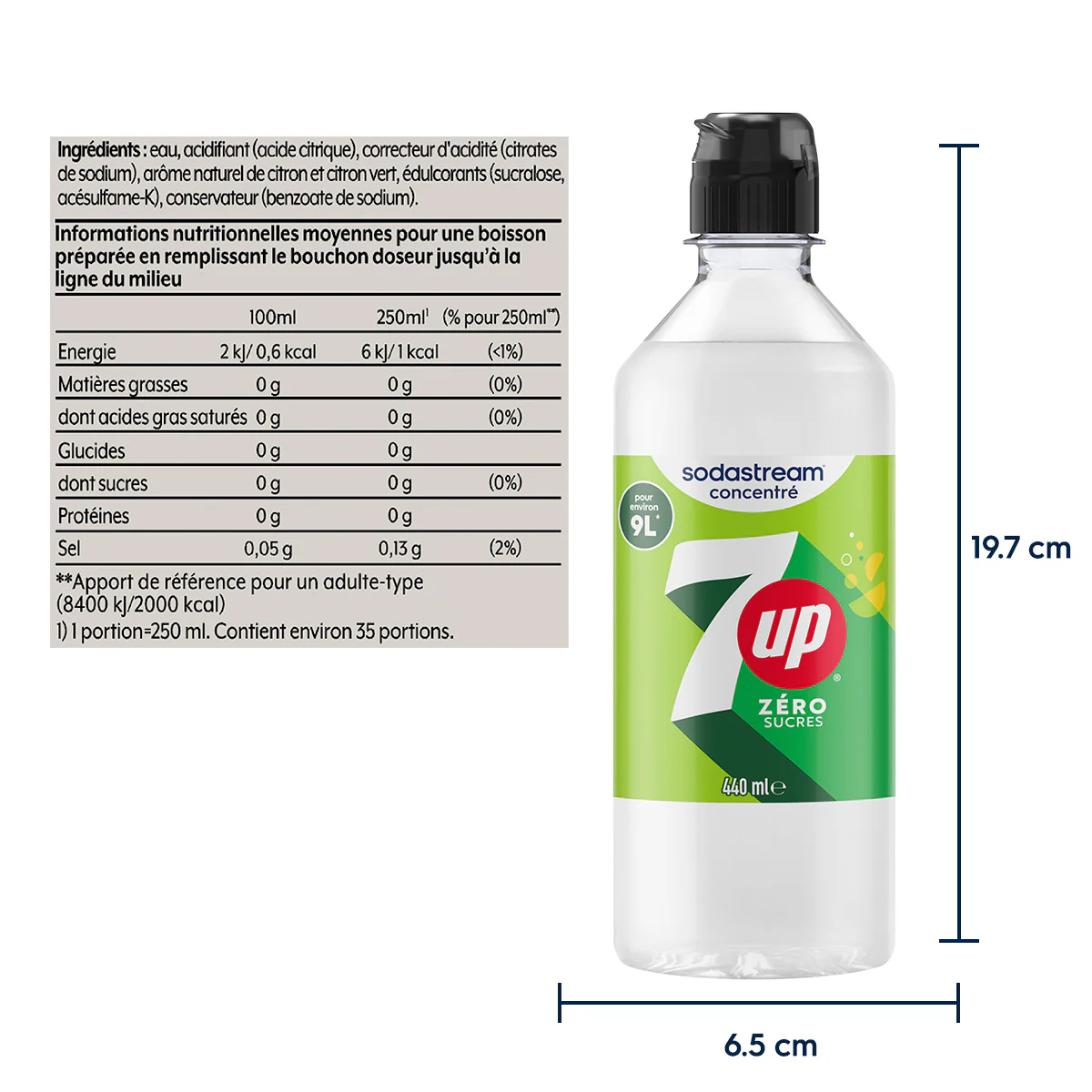 6-Pack Sirop 7up Zéro Sucres 440ml - Image 6