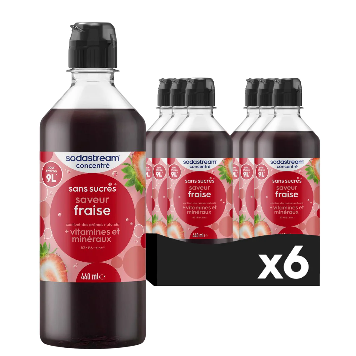 6-Pack Sirop Fraise sans sucres 440ml