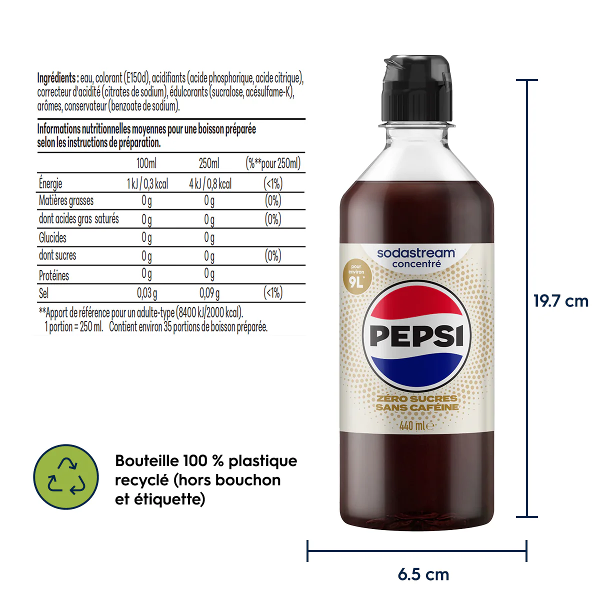 Sirop Pepsi Zéro sucres sans caféine 440ml - Image 5