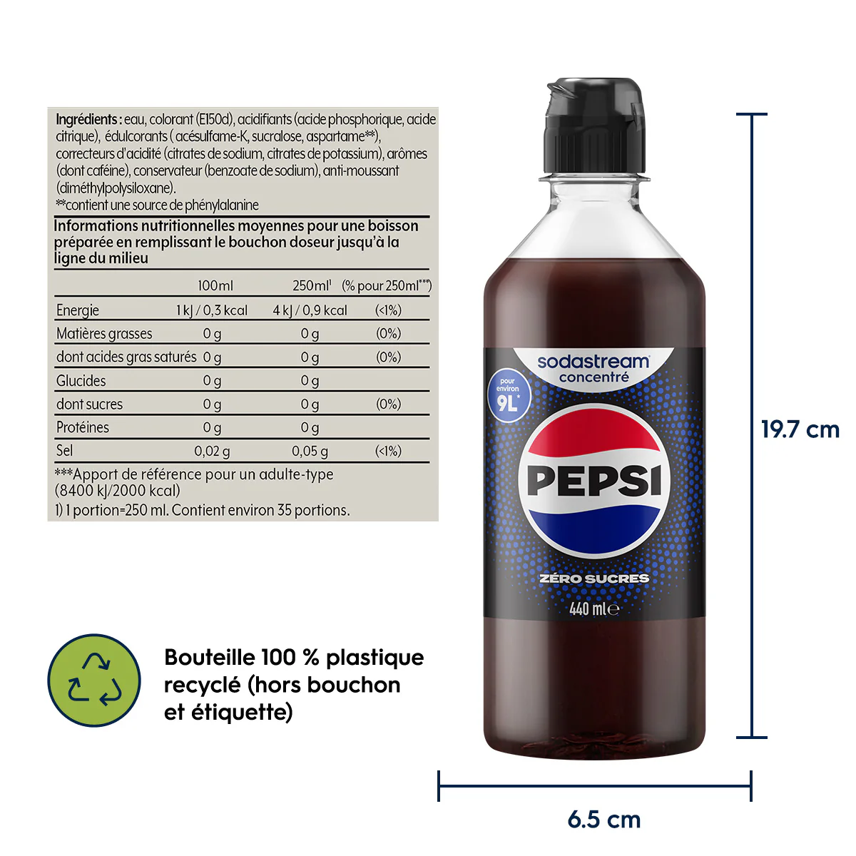 6-Pack Sirop Pepsi Zéro Sucres 440ml - Image 6