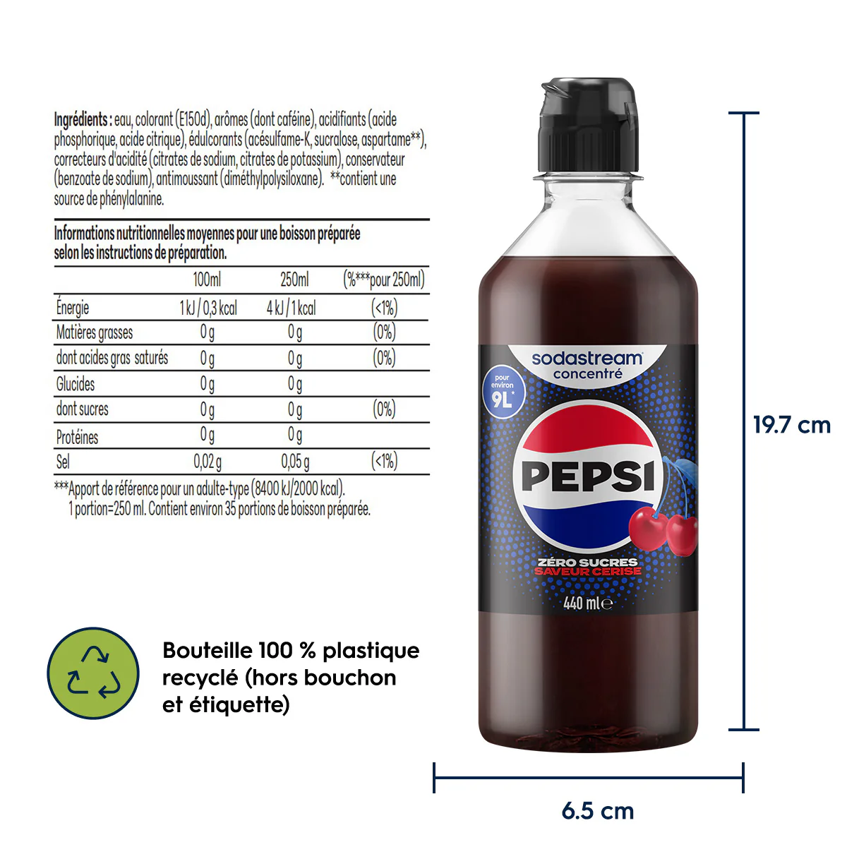 Sirop Pepsi Zéro Sucres Saveur Cerise 440ml - Image 5